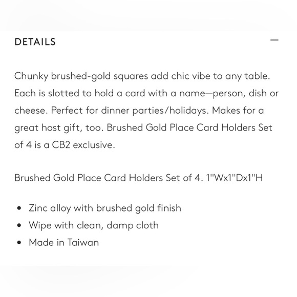 Cb2 brushed gold placed card holders set of 4 - Picture 6 of 11